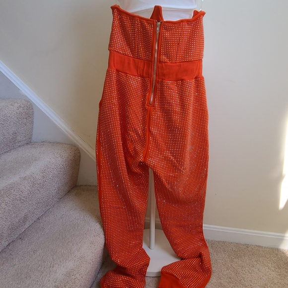 Akira "As If" Corset Rhinestone Jogger in Orange, Bottom Only - Picture 8 of 10